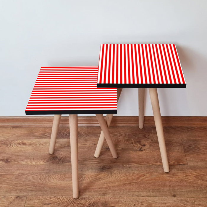 Hanah Home Juego de Mesas Nido Rojo y Blanco Hanah Home Juego de Mesas Nido Rojo y Blanco